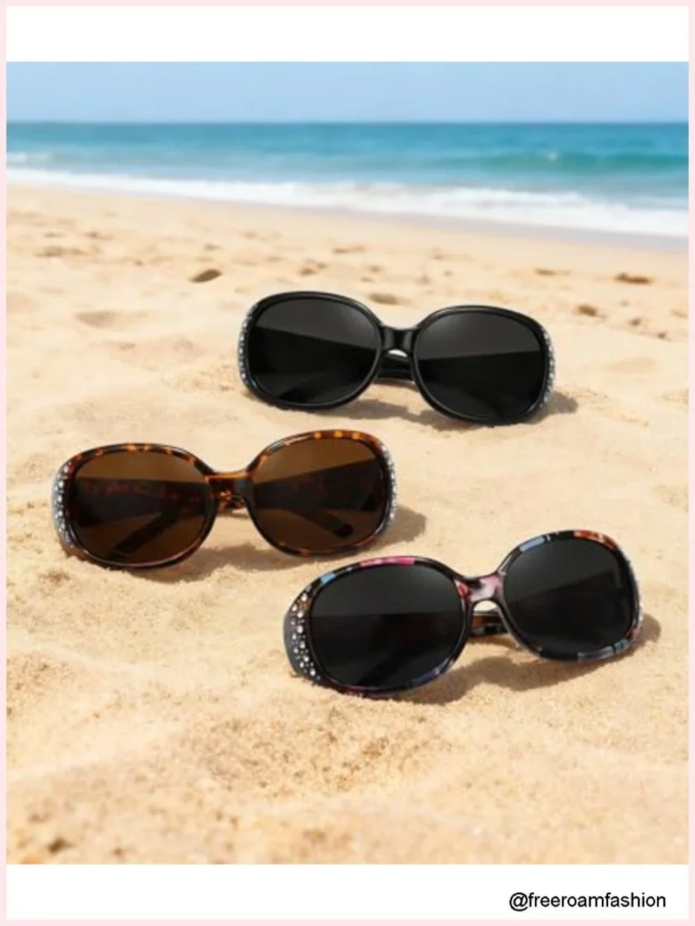 Retro Rhinestone Sunglasses with Polarized TAC Lens UV Protection for Driving